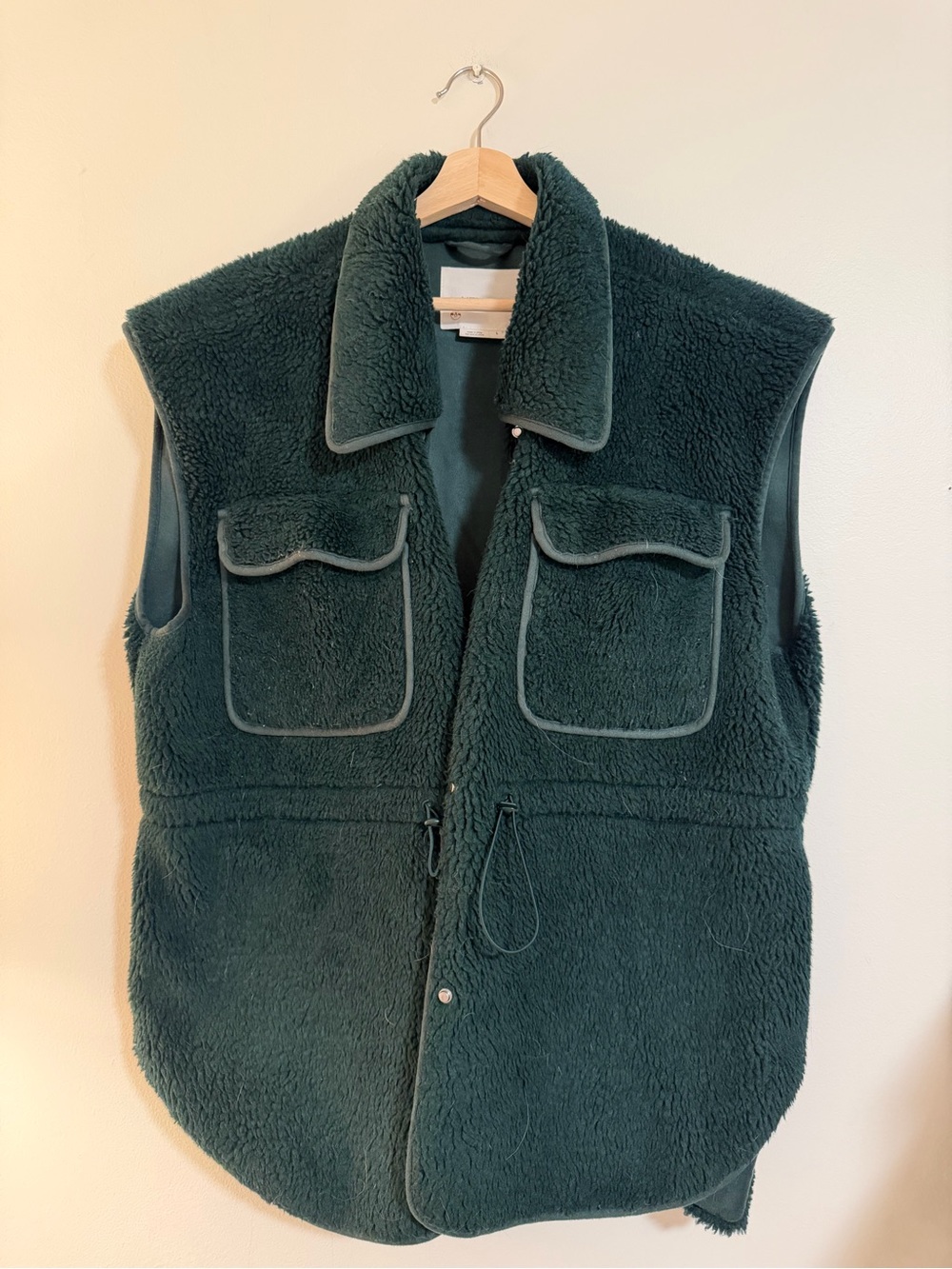 Anthropologie Green Sherpa Fleece Utility Vest